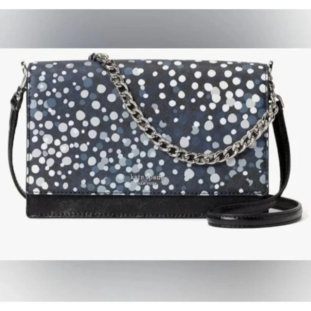 Kate Spade Cameron Soiree Dot Black/Navy Leather Convertible Crossbody Bag